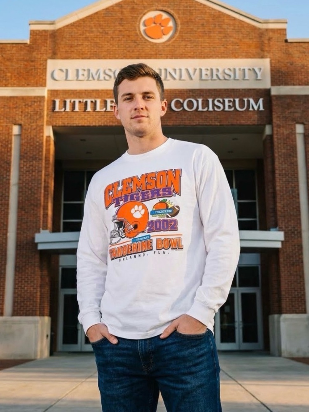 Vintage Clemson Tigers 2002 Tangerine Bowl. White Long Sleeve Tee
